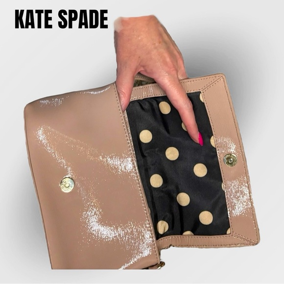 NWOT AUTHENTIC KATE SPADE NUDE/TAN PATENT LEATHER CLUTCH CROSSBODY - Picture 6 of 6